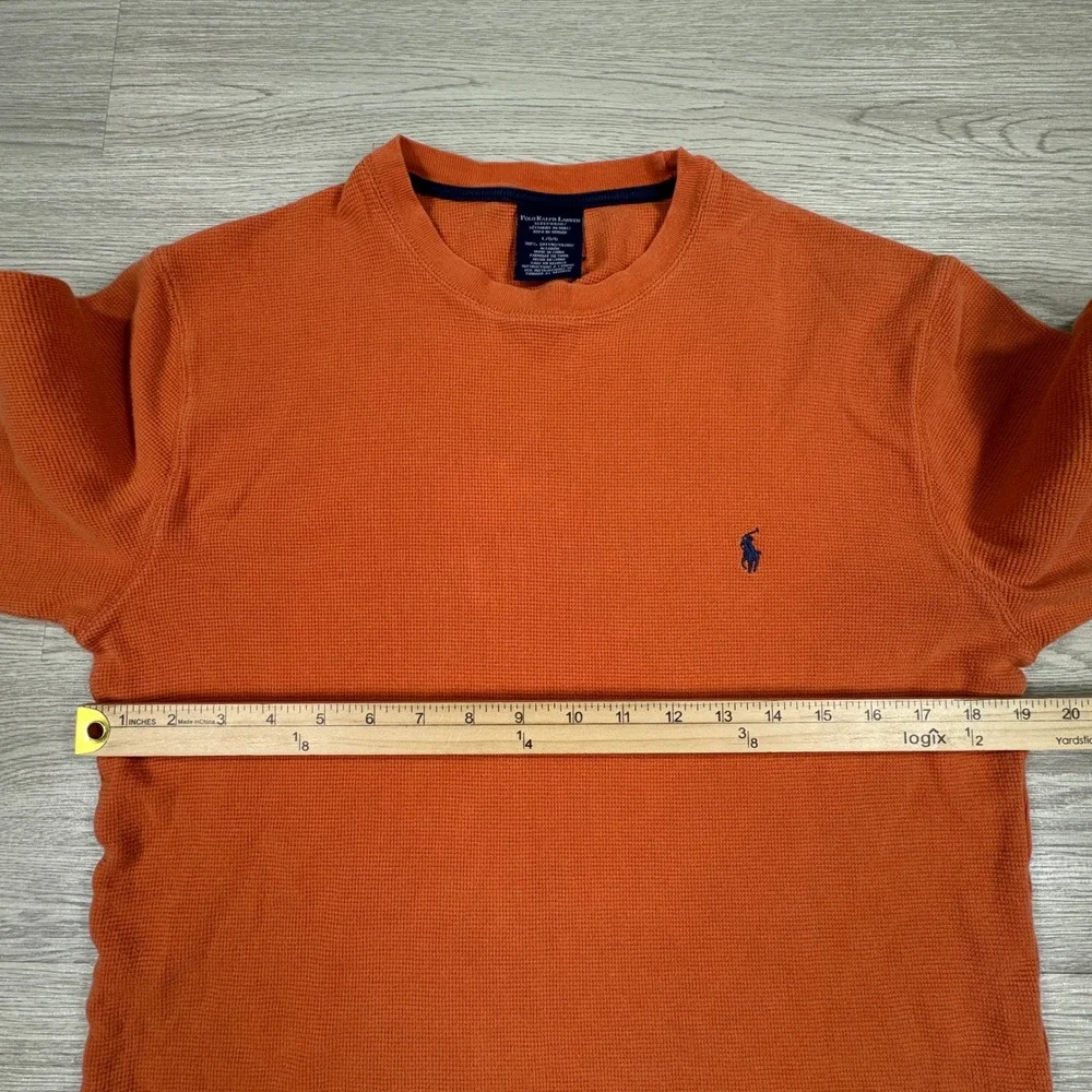 Polo Ralph Lauren Mens Shirt Sleepwear Thermal Waffle Knit Orange Large Pony